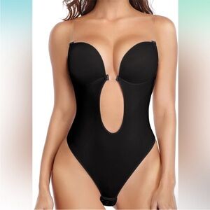 Women’s Plunge Body Shaper Bra Bodysuit Low Back Thong Shape Wear Size XL